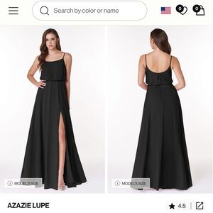 AZAZIE Lupe Black Maxi Dress Slit Bridesmaid